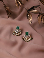 Diamond & Semi Precious Stone Green Earrings- Ruby Raang | Grocsy