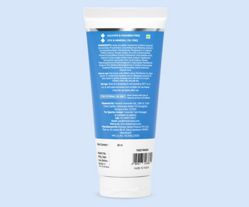 The Derma Co Tran-Zelaic Pigmentation Corrector Face Wash | Grocsy
