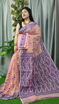 Exclusive Collection Light Orange Beautiful Jamdani Collection Saree | Grocsy