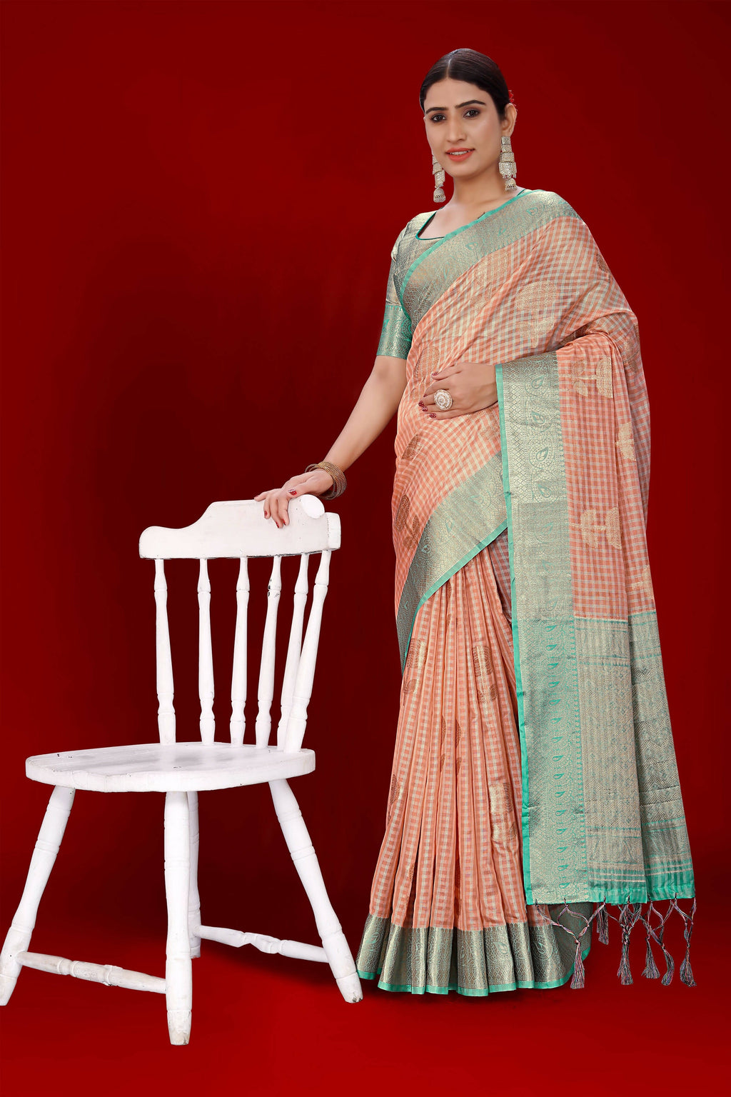 Orange Soft Organza Woven Design Saree With Unstitched Blouse Piece - Zaara | Grocsy