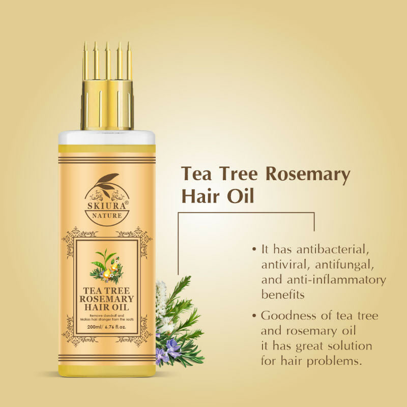 Skiura Nature Tea Tree Rosemary Hair Oil For Strong Healthy Hair And Dandruff Free | Grocsy
