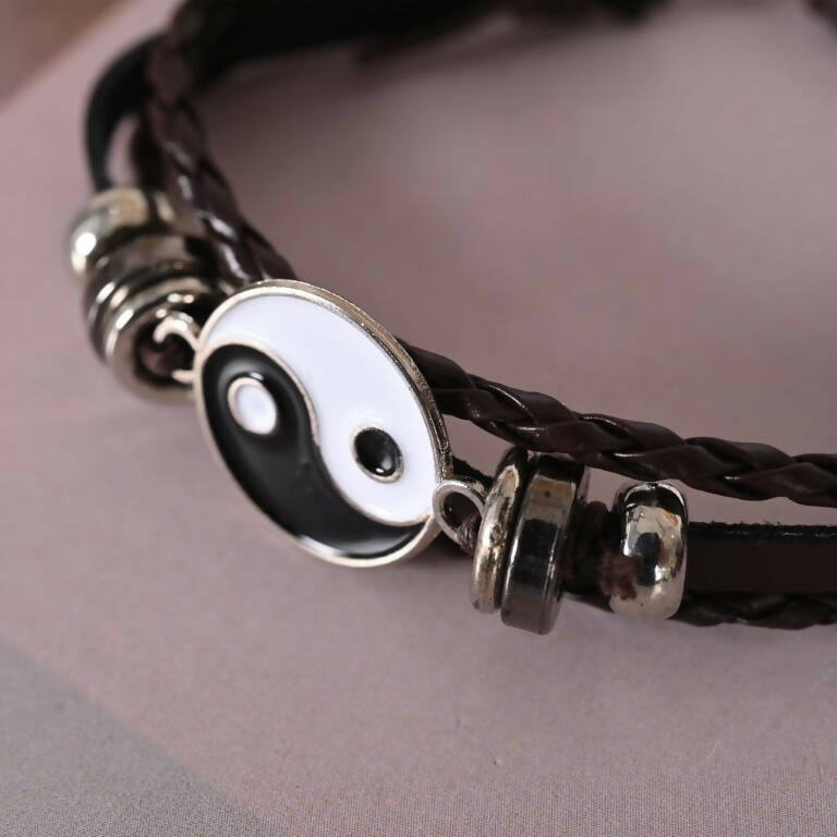 NVR Men Leather Wraparound Bracelet