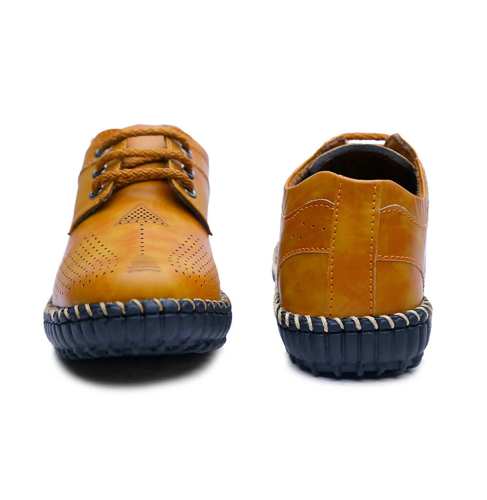 Tiny Bugs Boys Casual Lace Up Shoes - Tan | Grocsy