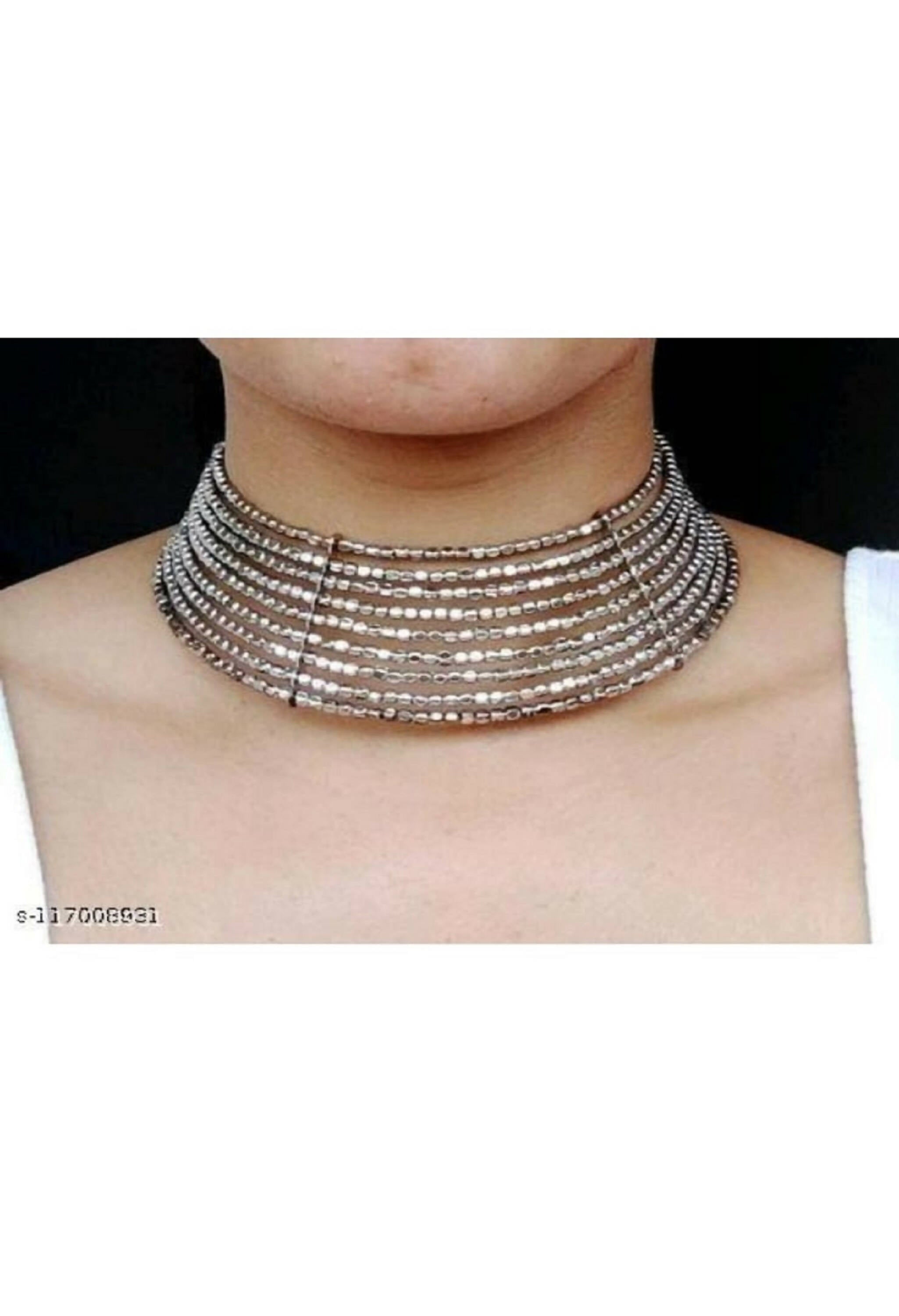 Mominos Fashion Joharkamal Oxidised Beaded work Hasli Design Choker For Women & Girls | Grocsy