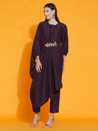 Women Republic Purple Fusion Style Kurta With Hand Embellishment And Pants | Grocsy