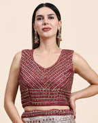 Maroon Organza Mirror With Coding Work Lehenga Choli with Dupatta - Tanya | Grocsy