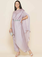 Women Republic Lavender Georgette Assymetical Kurta With Palazzo | Grocsy