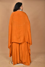 Morchari Women And Hand Embroidery Palazzo Set-Mustard | Grocsy