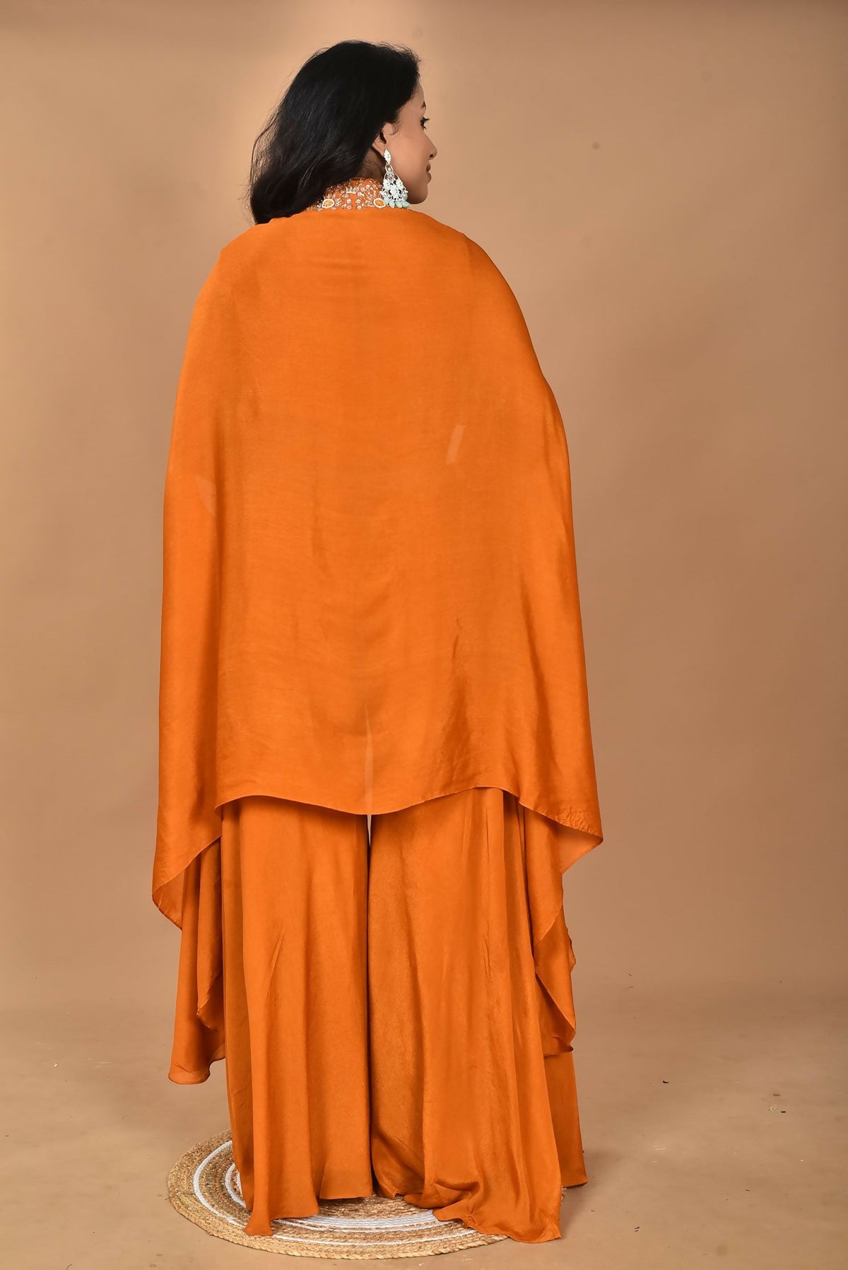 Morchari Women And Hand Embroidery Palazzo Set-Mustard | Grocsy