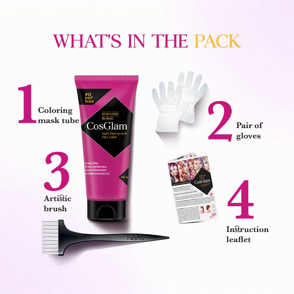 Cosglam Semi Permanent Hair Color for Women & Men (#12 Hot Pink) | Grocsy