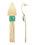Joban Fashion Women Handcrafted Green Stone Matte Gold Earrings | Grocsy