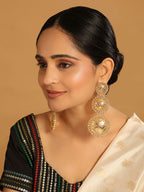 Nuyug 22K Gold Plated Stone Studded Contemporary Shaped Drop Earrings | Grocsy