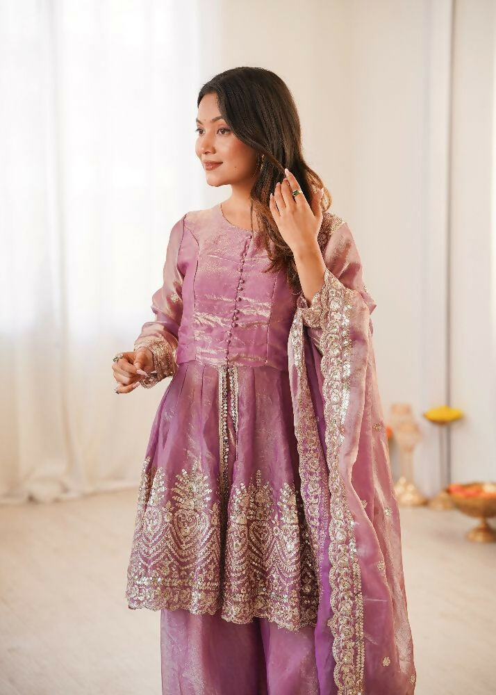Teeya Creation Pink Color Fendy Satin Silk Embroidery Work Party Wear Salwar Suit | Grocsy