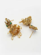 NVR Women's Set of 2 Gold-Polished Stone Studded Lakshmi Design Temple Jewellery Set | Grocsy