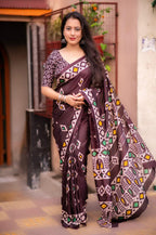 Maroon Silk Blend Ethnic Motifs Saree with Unstitched Blouse - A2M | Grocsy
