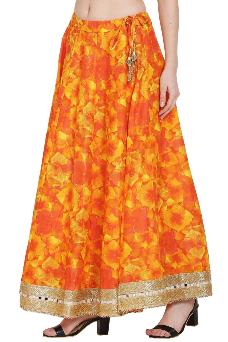 Asmaani Orange Color Maxi Skirt | Grocsy