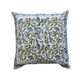 The Decor Nook Green / Teal Leaf Print With Teal Border Cushion Cover | Grocsy