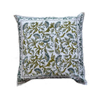 The Decor Nook Green / Teal Leaf Print With Teal Border Cushion Cover | Grocsy