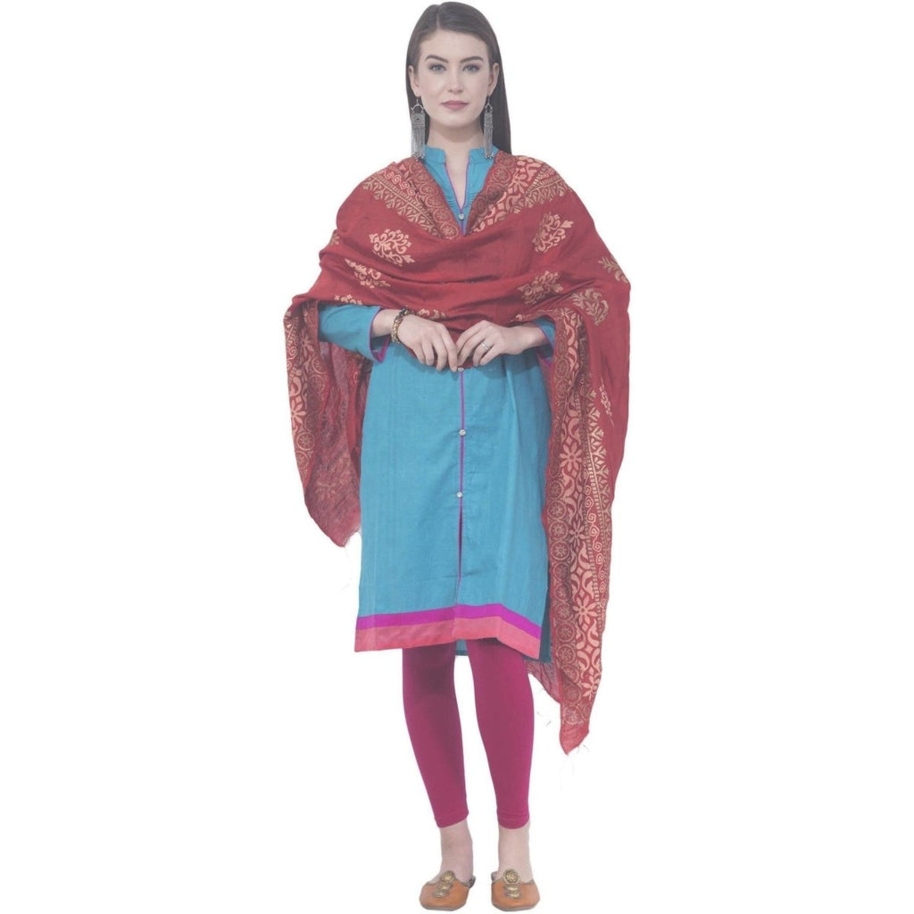 A R Silk Mehroon Color Chanderi Gold Print Chanderi Cotton Dupattas and Chunnis | Grocsy