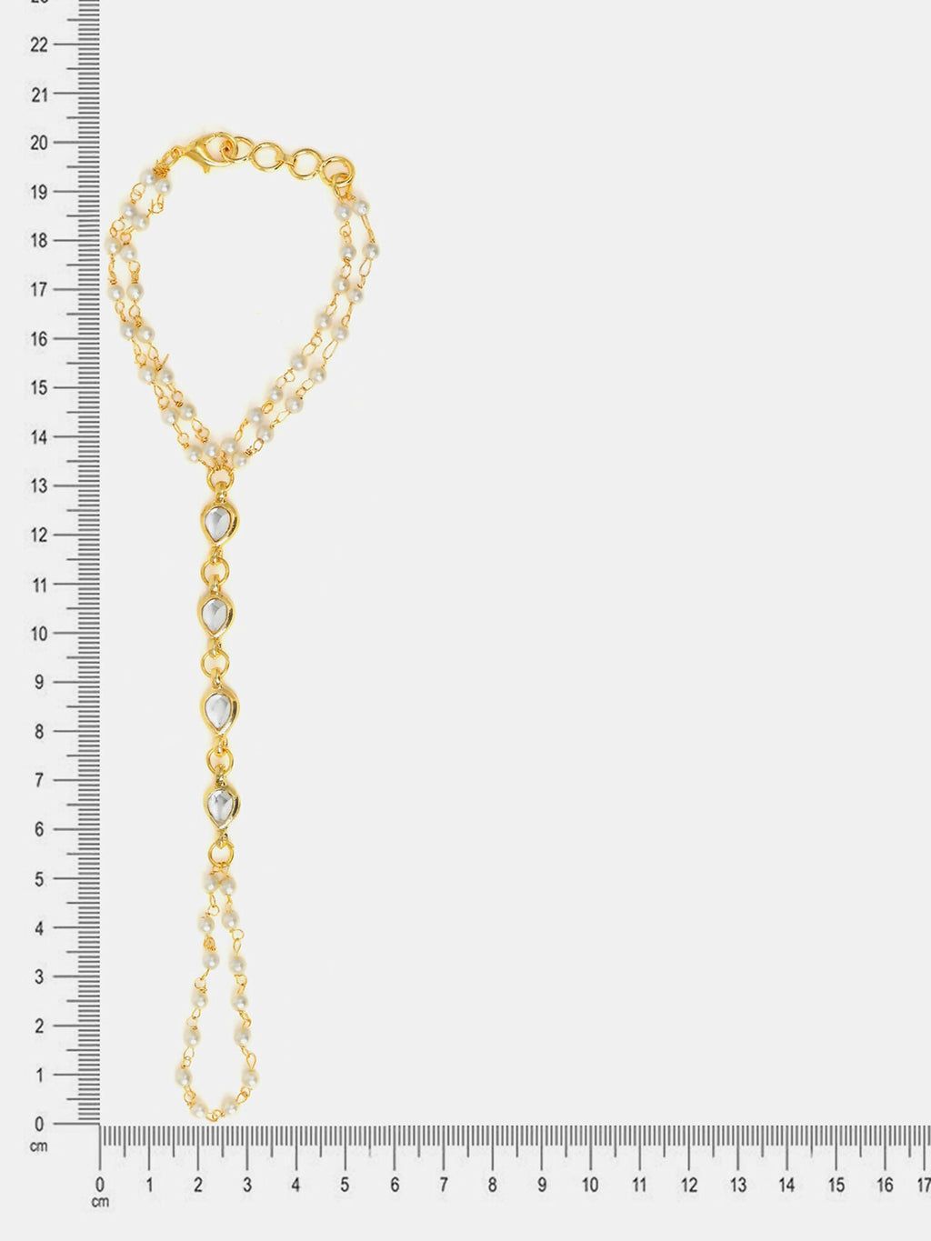 Ruby Raang Subtle Gold-Pearl Haath Phool | Grocsy