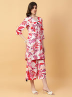 Joban Fashion Red Cotton Printed & Hand Work Co-ord Set | Grocsy
