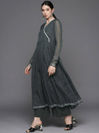 Ahalyaa Womens Kurta Set - Grey | Grocsy