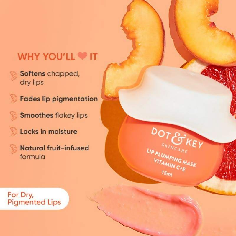 Dot & Key Vitamin C+E Peachy Nude Lip Plumping Mask- Blood Orange & Nectarine | Grocsy