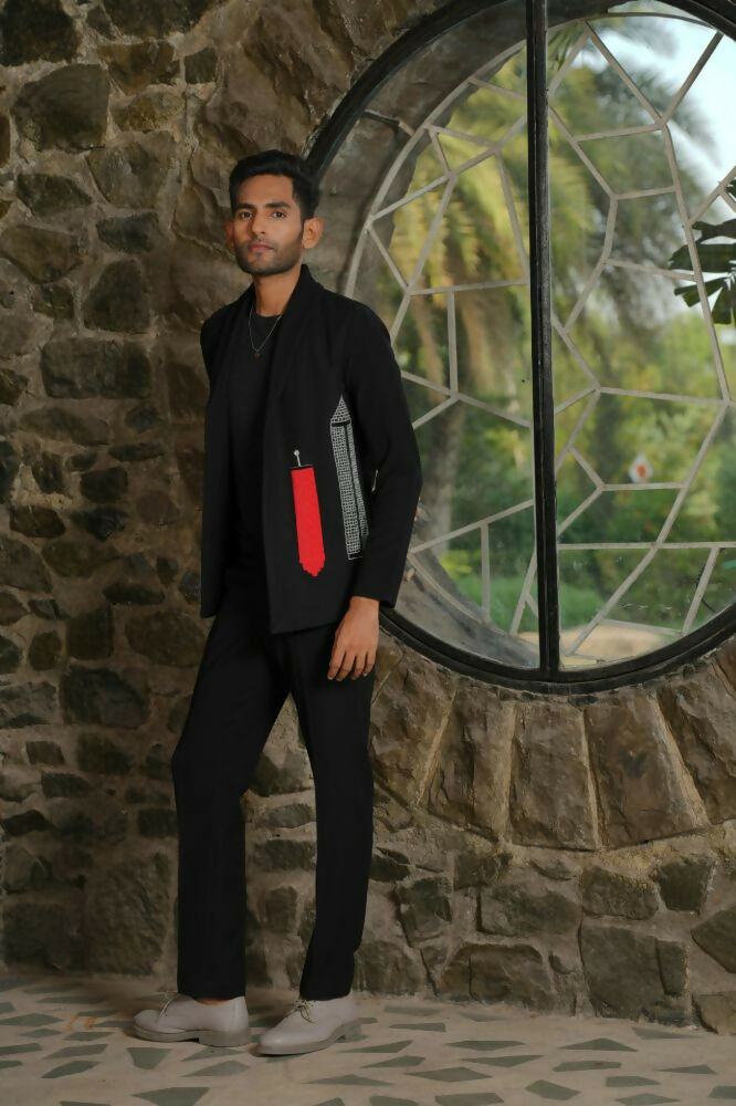Statement Embroidered Black Co-Ord Set by Hilo Design | Grocsy