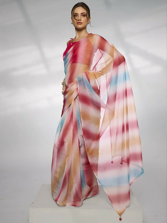 Multy Organza Designer Printed Saree - Shezlin | Grocsy