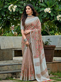 Shree Shyam Fashion Brown Linen Saree | Grocsy