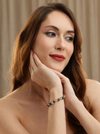 Clear Quatrz & Pyrite Black and White Beads Bracelet - Ruby Raang | Grocsy