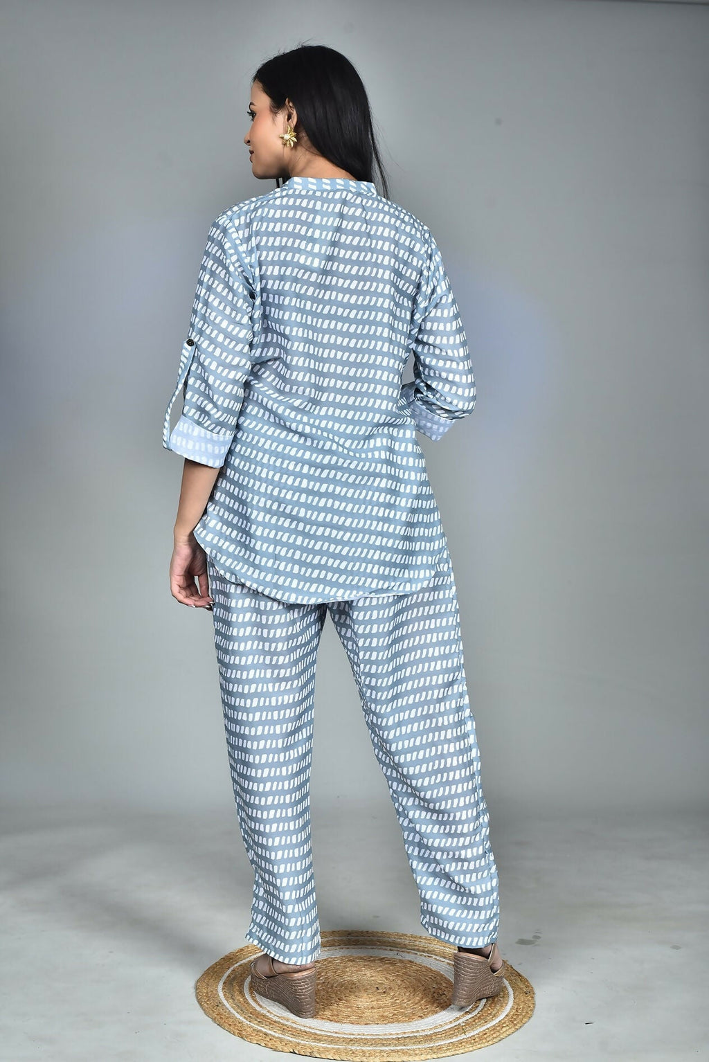 Morchari Digital Print Semi Muslin Co-Ord Set Top & Trouser-Multicolor | Grocsy