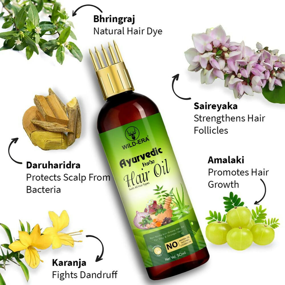 Wildera Bringha Ayurvedic Hair Oil, Hair Fall Control and Hair Growth with Bringharaj Oil | Grocsy