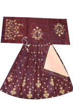 Dwiden Maroon Rohini Tafetta Sattin Semi-Stitched Girl's Lehenga Choli | Grocsy