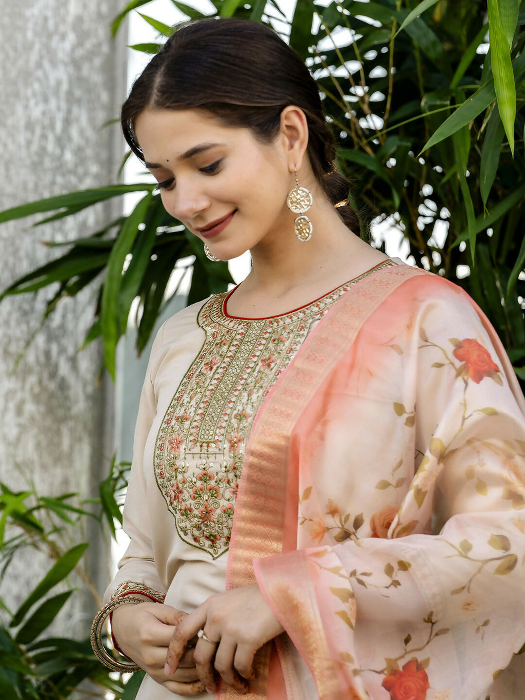 The52 Women's Beautiful Rayon Fabric Embroidery Work Straight Kurta Pant and Dupatta Set | Grocsy