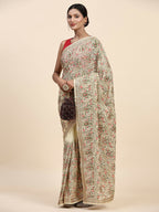 Vamsee Kamini Cream Georgette Saree | Grocsy