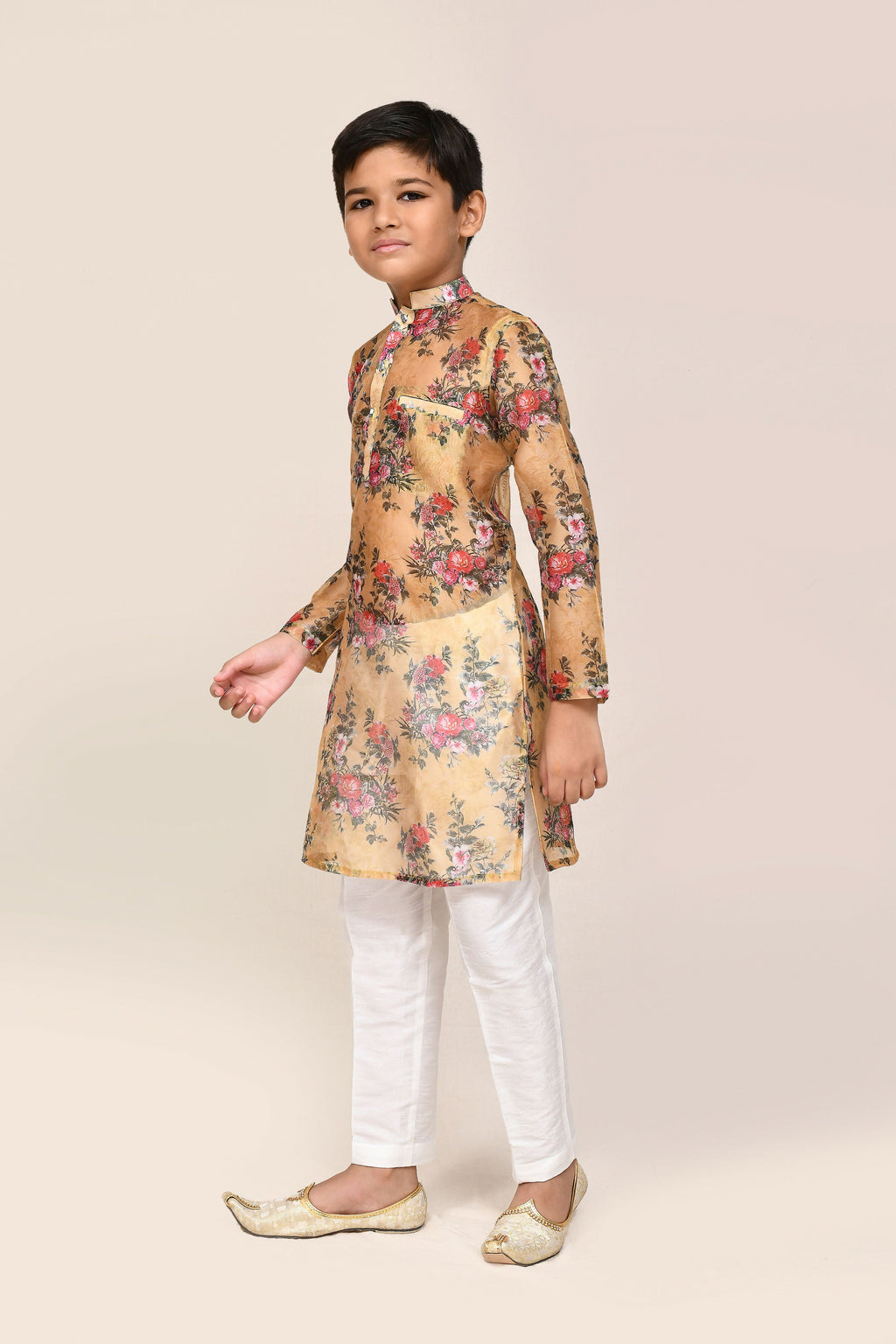 Joban Fashion Georgette Yellow Kurta With Straight Fit Pant | Grocsy
