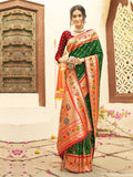 Shree Shyam Fashion Silk Blend Dark Green Saree | Grocsy
