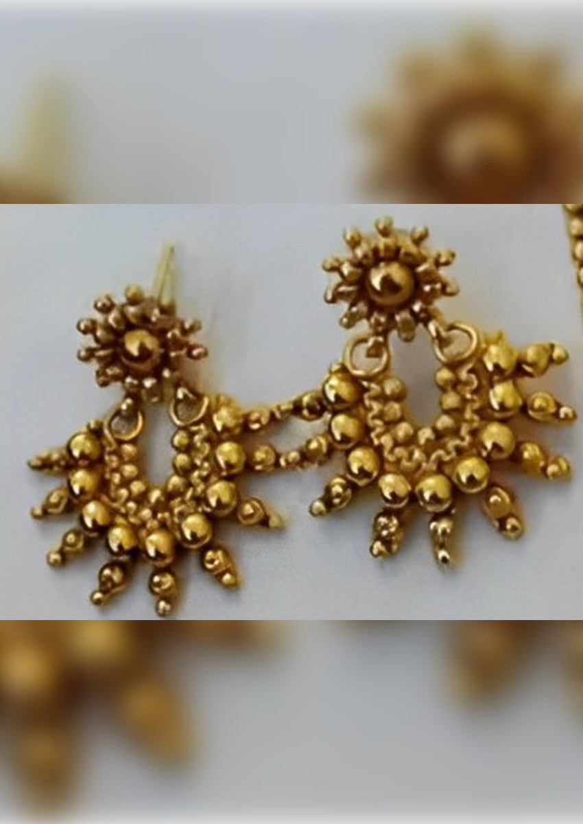 Jewel City Traditional Gold-Plated Kolhapuri Saaj Necklace Set with Matching Earrings | Grocsy