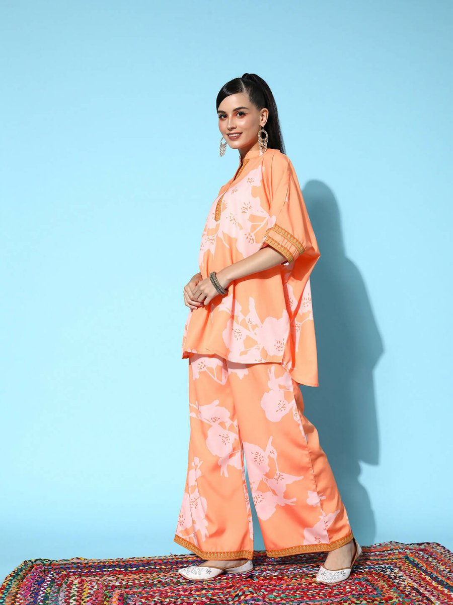 Ahalyaa Women's Traditional Wear Co-ods - Orange | Grocsy