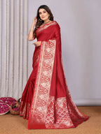 Joban Fashion Red Woven Banarasi Silk Sarees | Grocsy