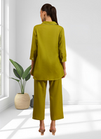 Joban Fashion Green Cotton, Linen Embroidered Readymade Cord Set | Grocsy