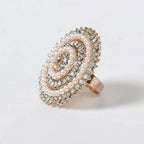 Mominos Fashion Joharkamal Gold-Polished Stone Studded Adjustable Finger Ring - Design 05 | Grocsy