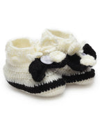 Chutput Kids Woollen Hand Knitted Self Desgin Booties - Cream | Grocsy