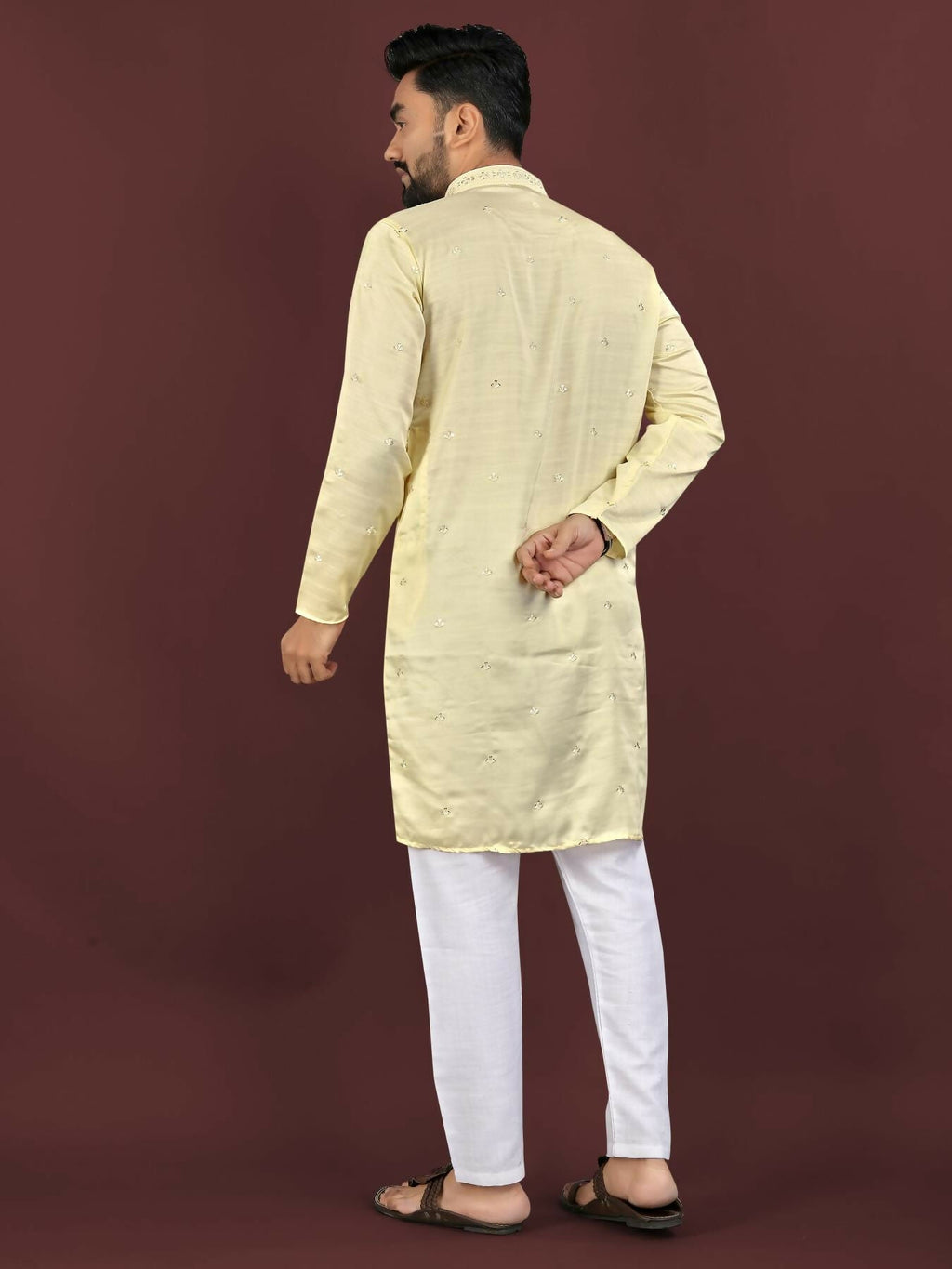 Anaita Yellow Embroidered Silk Straight Kurta | Grocsy