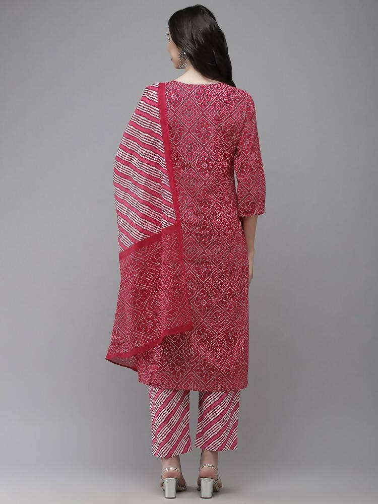 Yufta Women Pink Embroidered Regular Kurta with Palazzo & With Dupatta | Grocsy