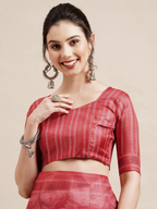 Saree Mall Red & White Ethnic Motifs Art Silk Saree | Grocsy