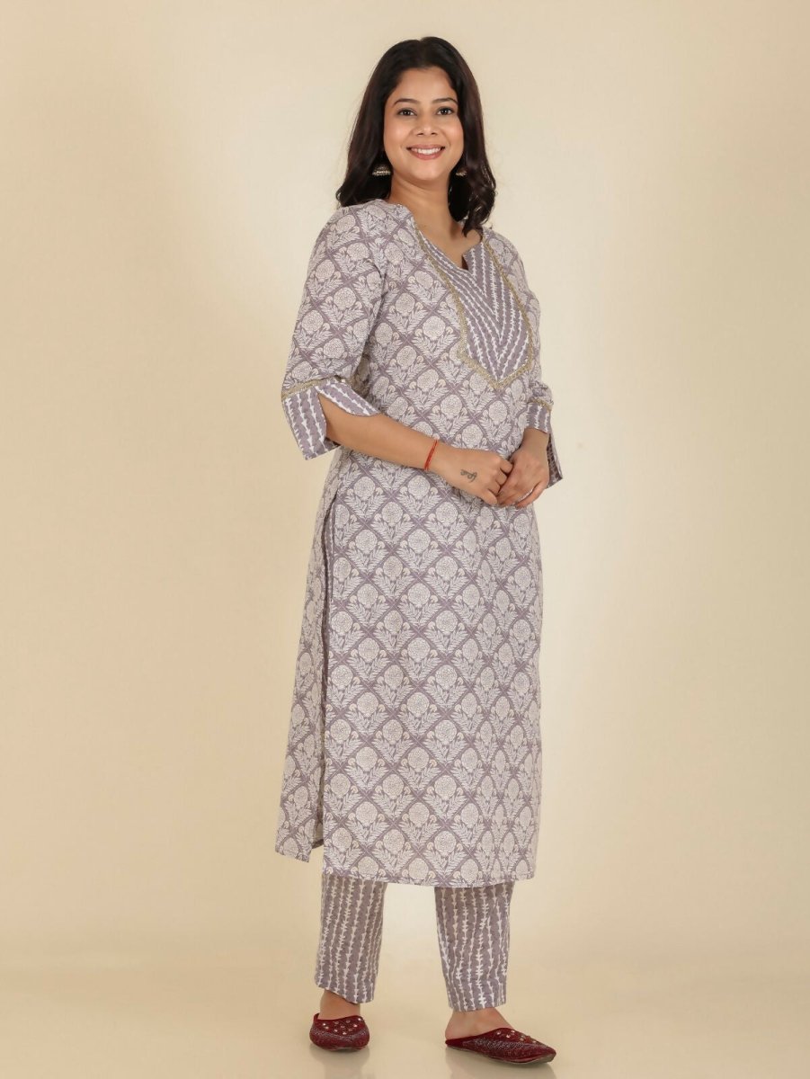 Aramya Straight Soft Cotton Floral Print Women's Kurta - Beige | Grocsy