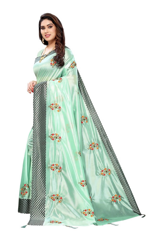 Vamika Green Crepe Embroidery Saree (Nirali Green) | Grocsy