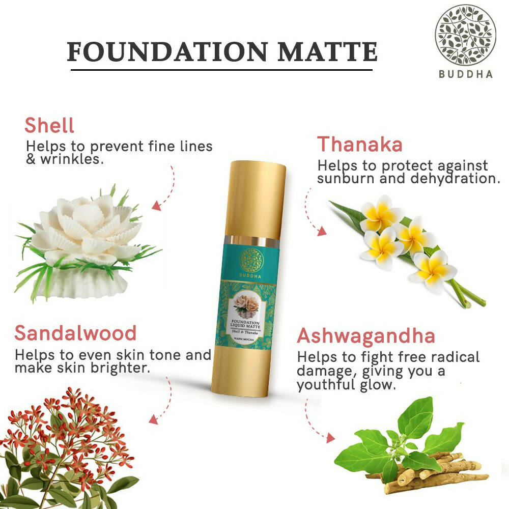 Buddha Natural Liquid Foundation Matte Warm Mocha | Grocsy